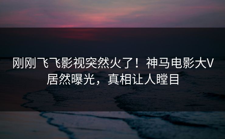 刚刚飞飞影视突然火了！神马电影大V居然曝光，真相让人瞠目